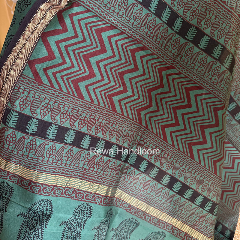 Maheshwari Aqua Green Bagh Print Suit BSP0197