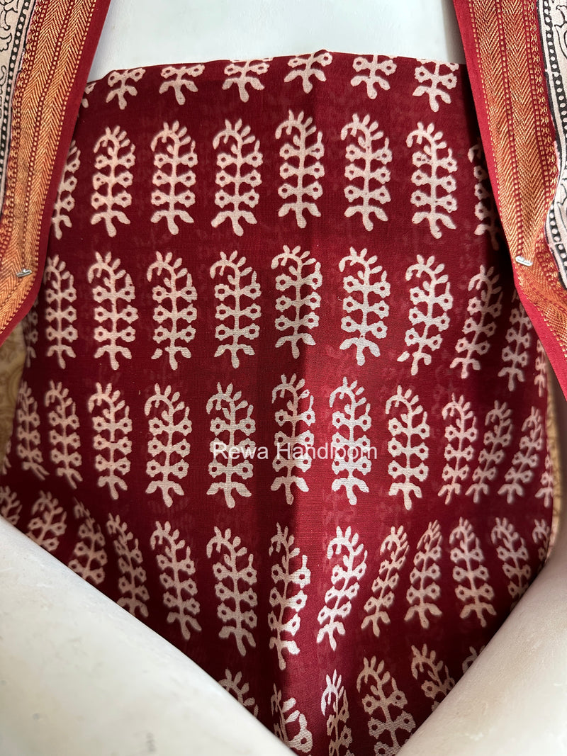 Maheshwari Maroon Bagh Print Suit BSP0194