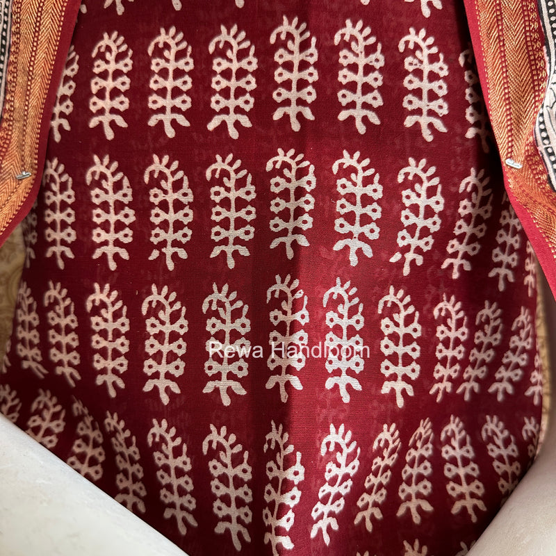 Maheshwari Maroon Bagh Print Suit BSP0194