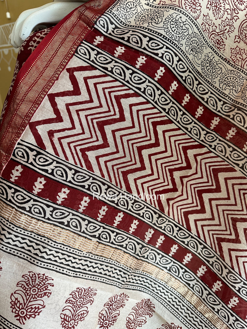 Maheshwari Maroon Bagh Print Suit BSP0194