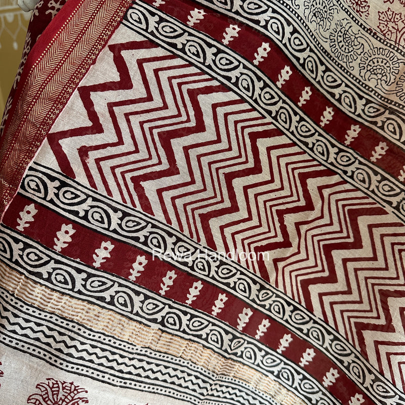 Maheshwari Maroon Bagh Print Suit BSP0194