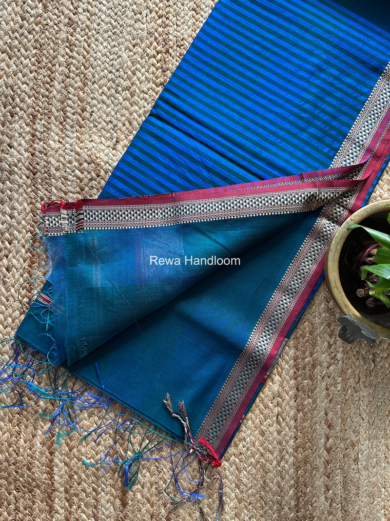 Maheshwari Blue Shaded Plain Saree ZSP09