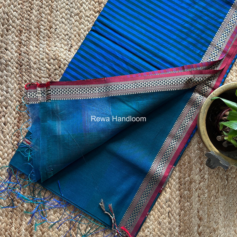 Maheshwari Blue Shaded Plain Saree ZSP09
