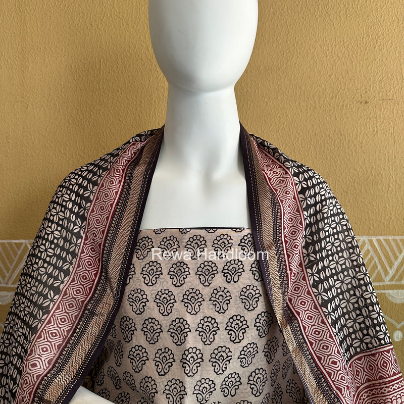 Maheshwari White Bagh Print Suit BSP0187