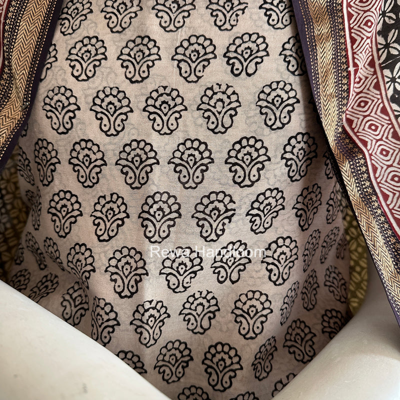 Maheshwari White Bagh Print Suit BSP0187