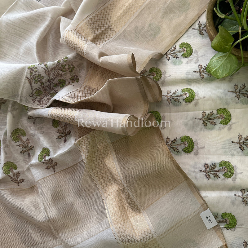 Maheshwari Handblock Print Top-Dupatta