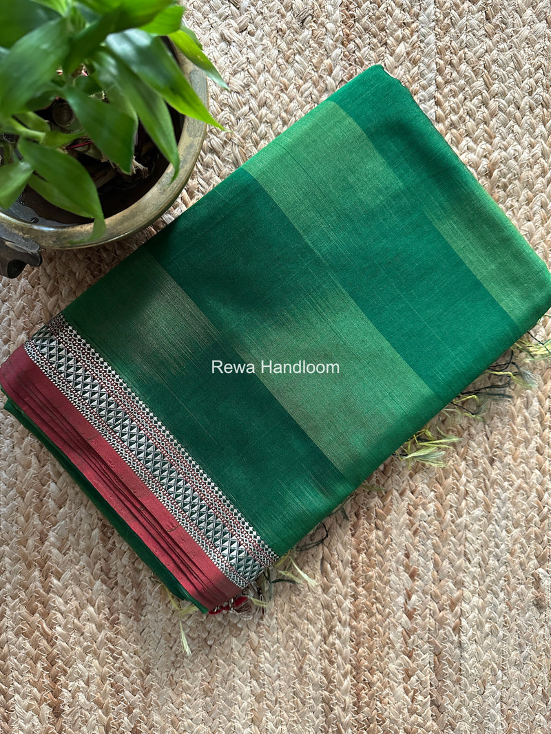 Maheshwari Green Shaded Plain Saree ZSP01
