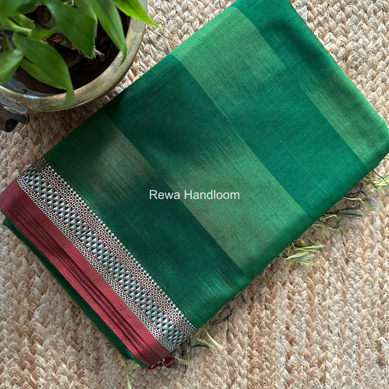 Maheshwari Green Shaded Plain Saree ZSP01
