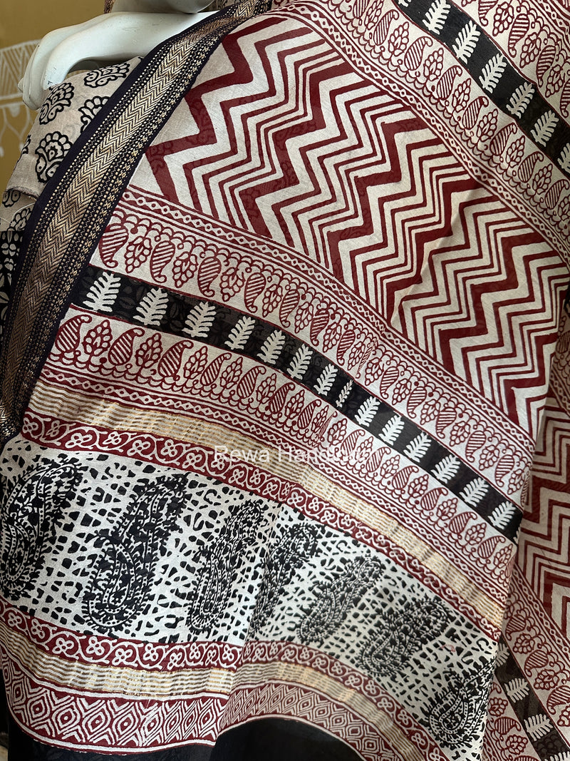 Maheshwari White Bagh Print Suit BSP0187