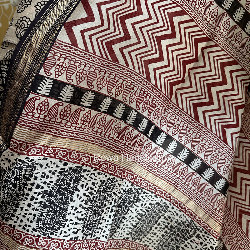Maheshwari White Bagh Print Suit BSP0187