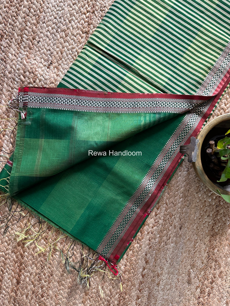 Maheshwari Green Shaded Plain Saree ZSP01