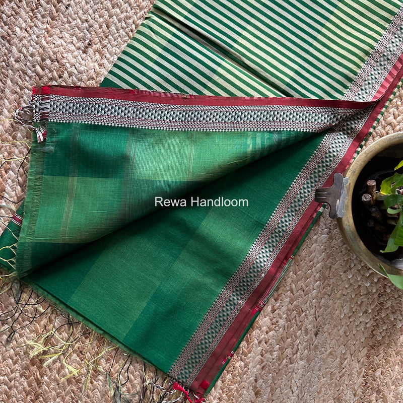 Maheshwari Green Shaded Plain Saree ZSP01