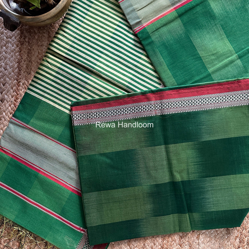 Maheshwari Green Shaded Plain Saree ZSP01