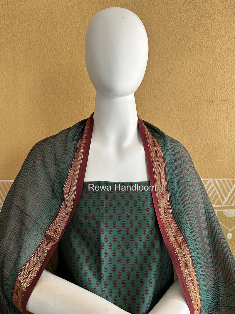Maheshwari Aqua Green Bagh Print Suit BSP0190