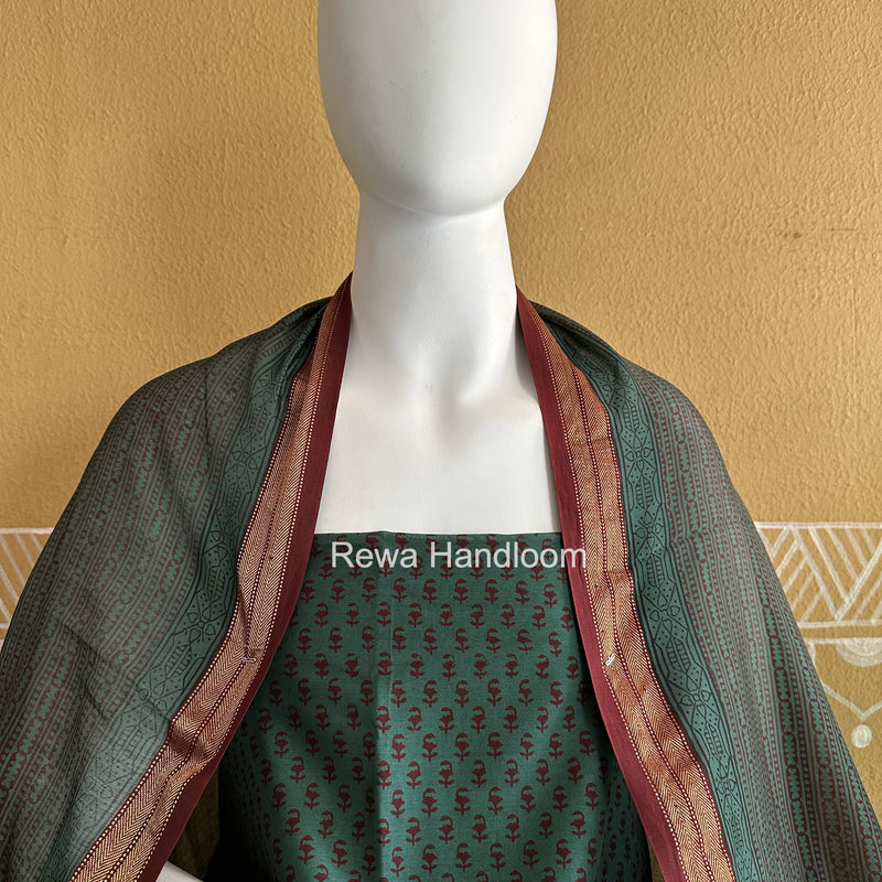 Maheshwari Aqua Green Bagh Print Suit BSP0190