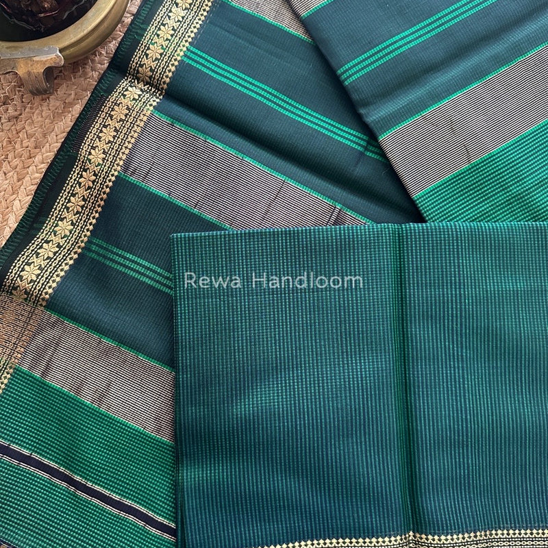 Maheshwari Bottle Green Garbha Reshami Silk Saree GS169