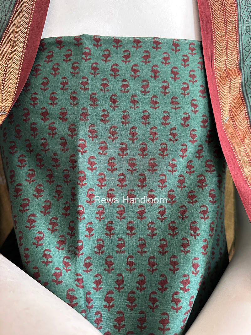 Maheshwari Aqua Green Bagh Print Suit BSP0190