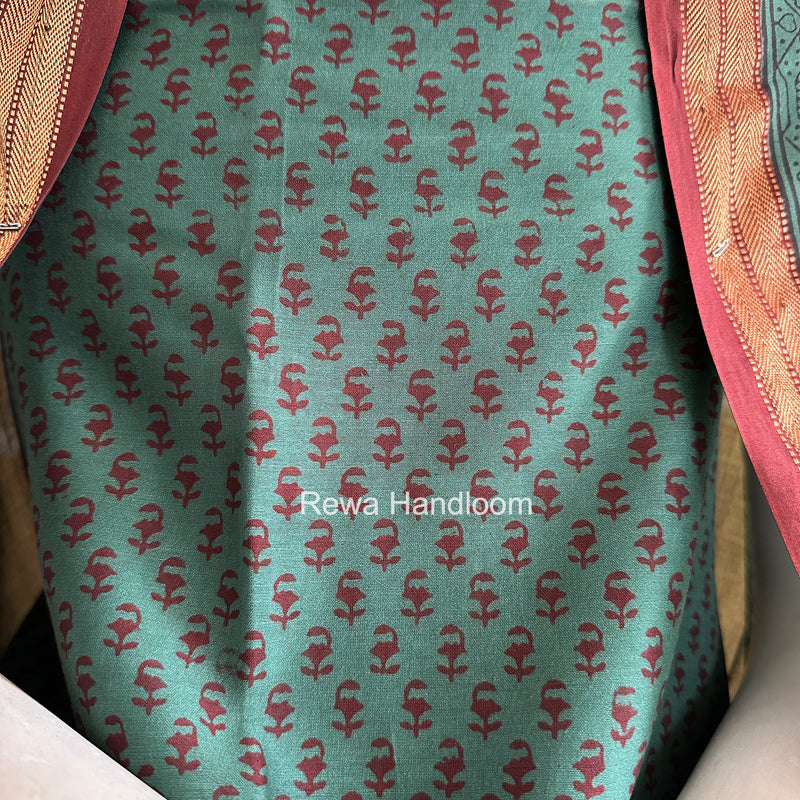 Maheshwari Aqua Green Bagh Print Suit BSP0190