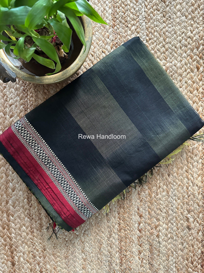Maheshwari Black Shaded Plain Saree ZSP07