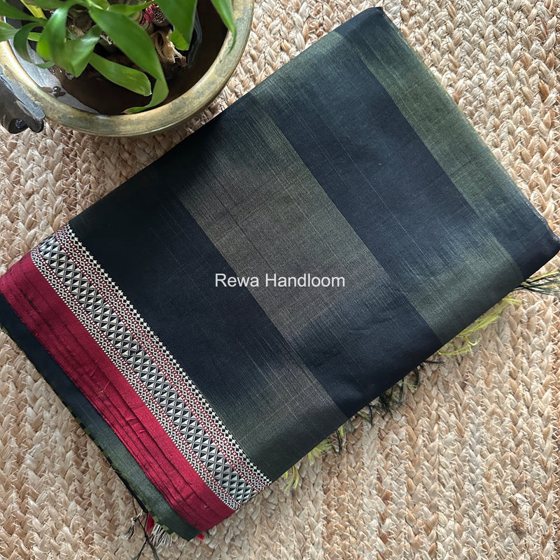 Maheshwari Black Shaded Plain Saree ZSP07