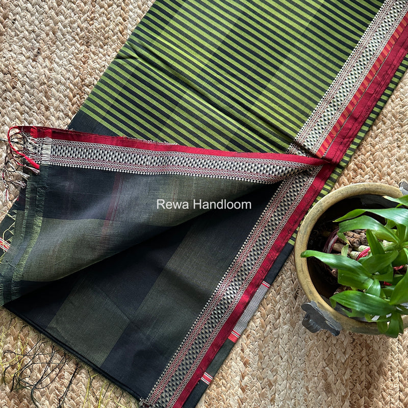 Maheshwari Black Shaded Plain Saree ZSP07