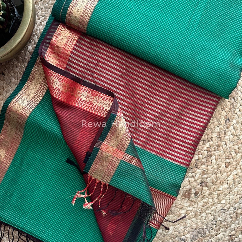 Maheshwari Green Garbha Reshami Silk Saree GS172