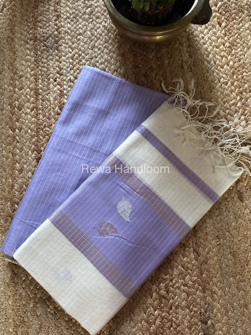 Maheshwari Lavender-White Patti Butti Top-Dupatta Set MS068