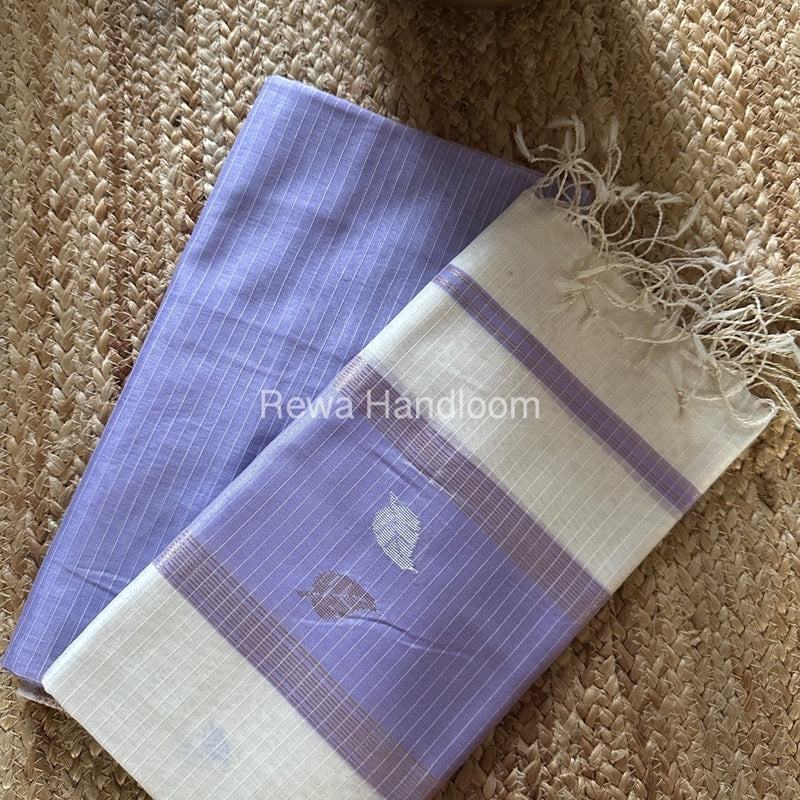 Maheshwari Lavender-White Patti Butti Top-Dupatta Set MS068