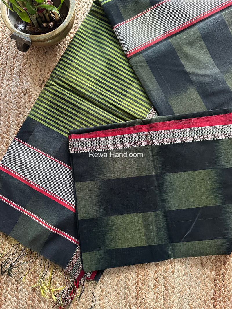 Maheshwari Black Shaded Plain Saree ZSP07