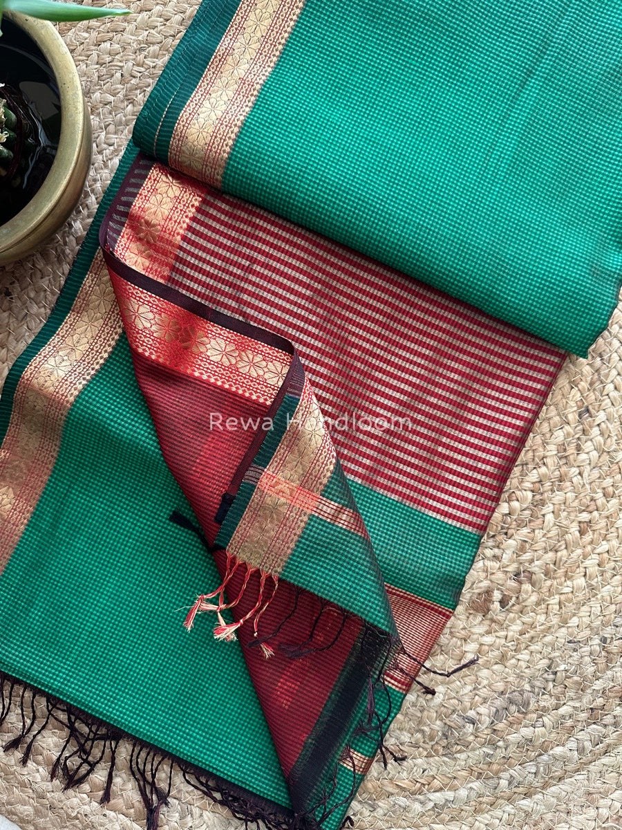 Maheshwari Green Garbha Reshami Silk Saree GS172