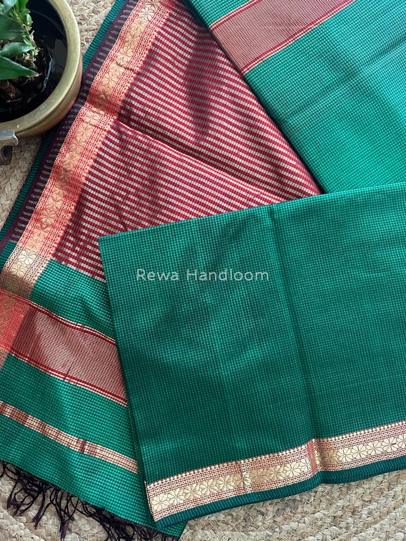 Maheshwari Green Garbha Reshami Silk Saree GS172