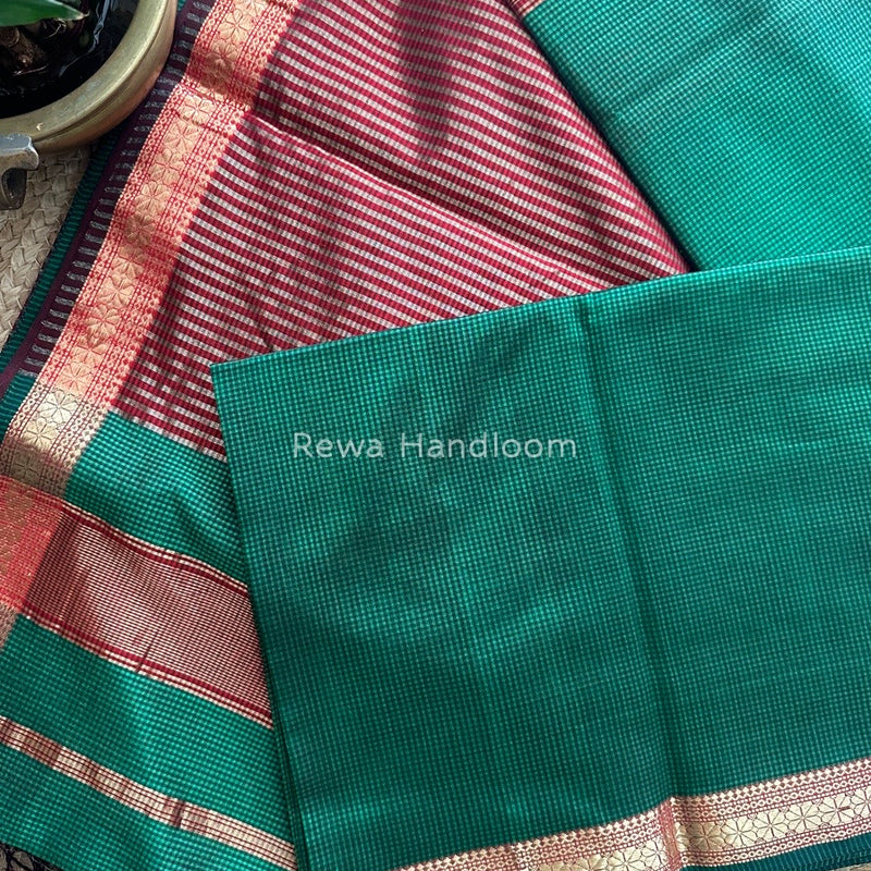 Maheshwari Green Garbha Reshami Silk Saree GS172