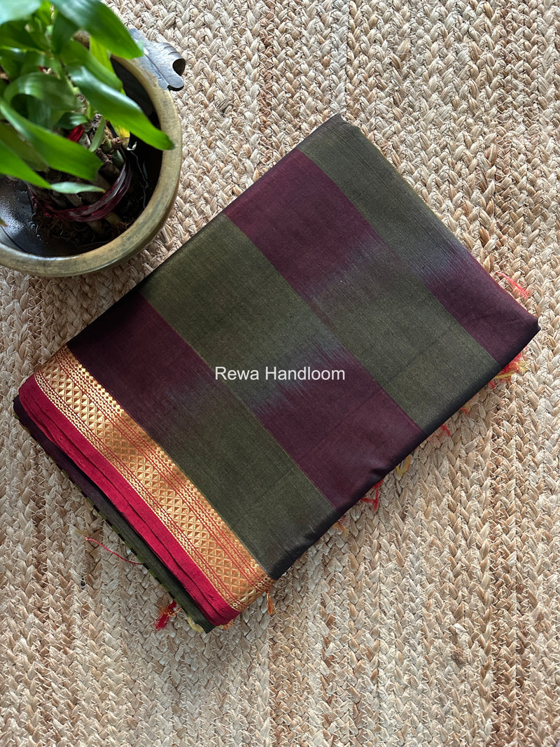 Maheshwari Wine Shaded Plain Saree ZSP02