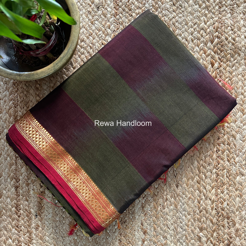 Maheshwari Wine Shaded Plain Saree ZSP02