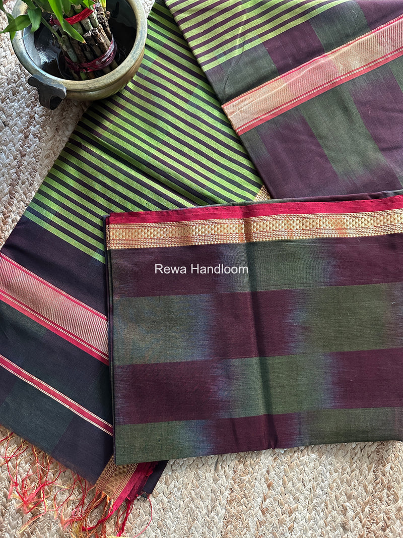 Maheshwari Wine Shaded Plain Saree ZSP02