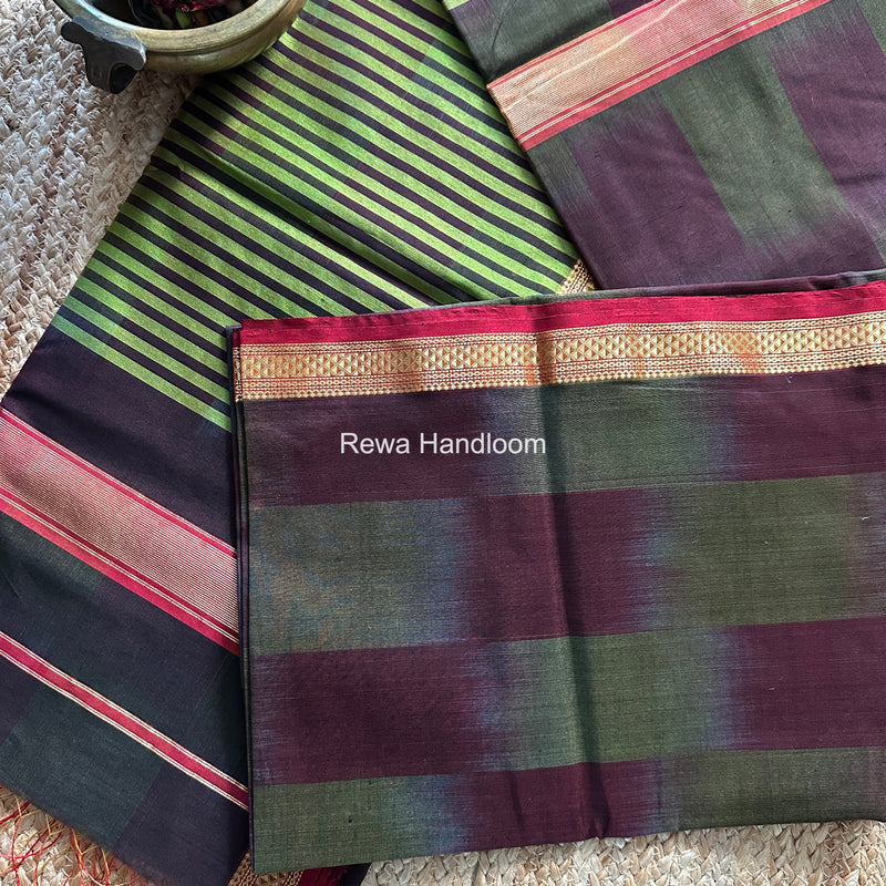 Maheshwari Wine Shaded Plain Saree ZSP02
