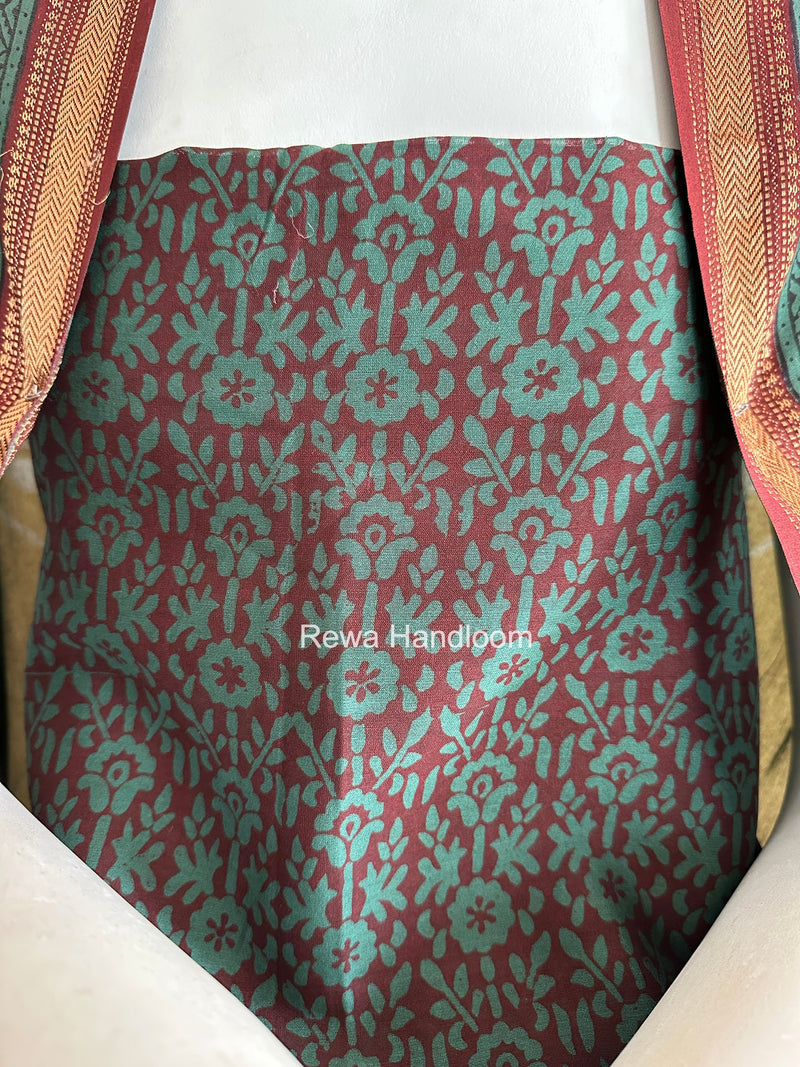 Maheshwari Bottle Green Bagh Print Suit BSP0202