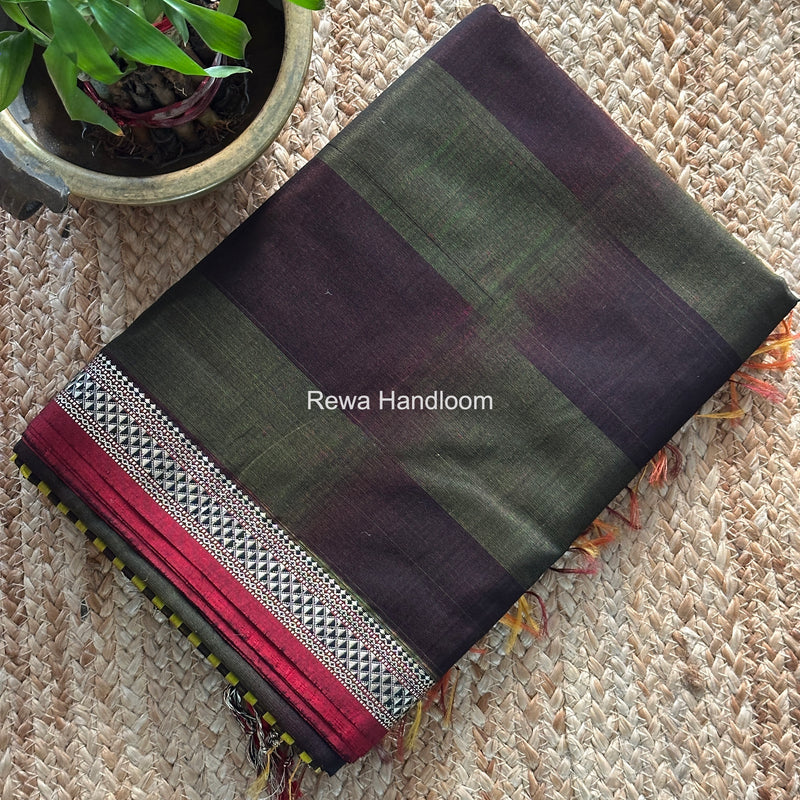 Maheshwari Wine Shaded Plain Saree ZSP05