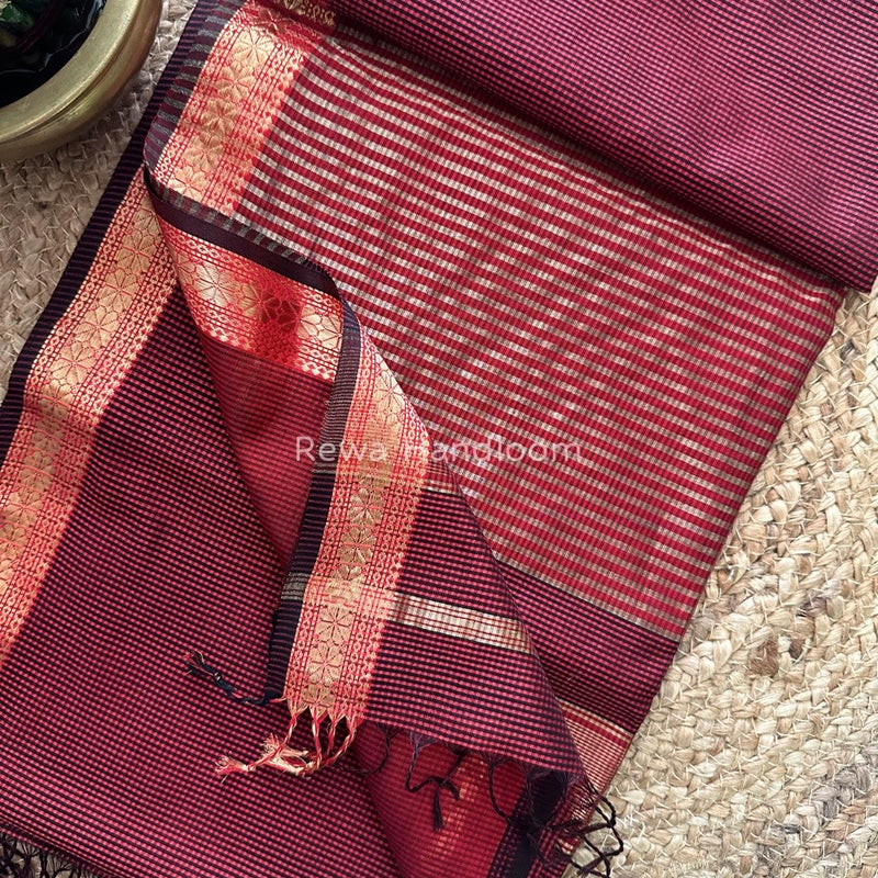 Maheshwari Maroon Garbha Reshami Silk Saree GS171