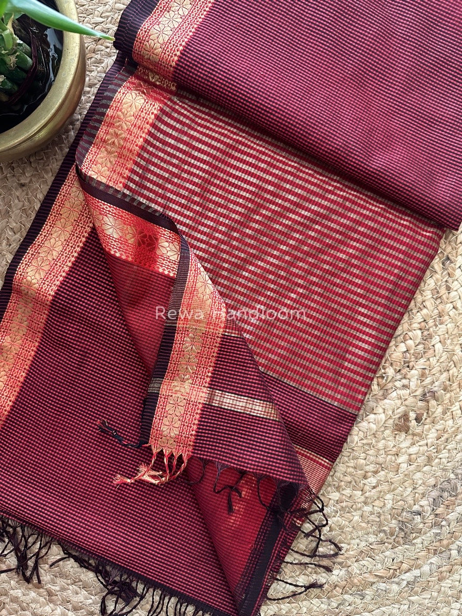 Maheshwari Maroon Garbha Reshami Silk Saree GS171