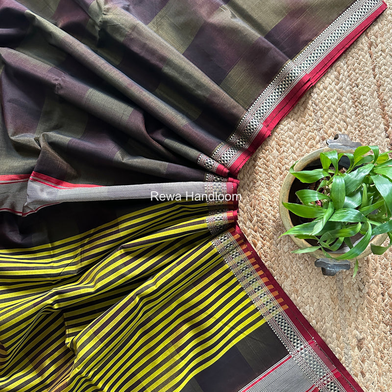 Maheshwari Wine Shaded Plain Saree ZSP05