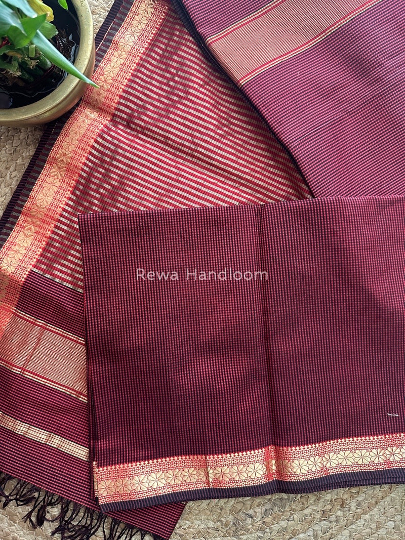 Maheshwari Maroon Garbha Reshami Silk Saree GS171