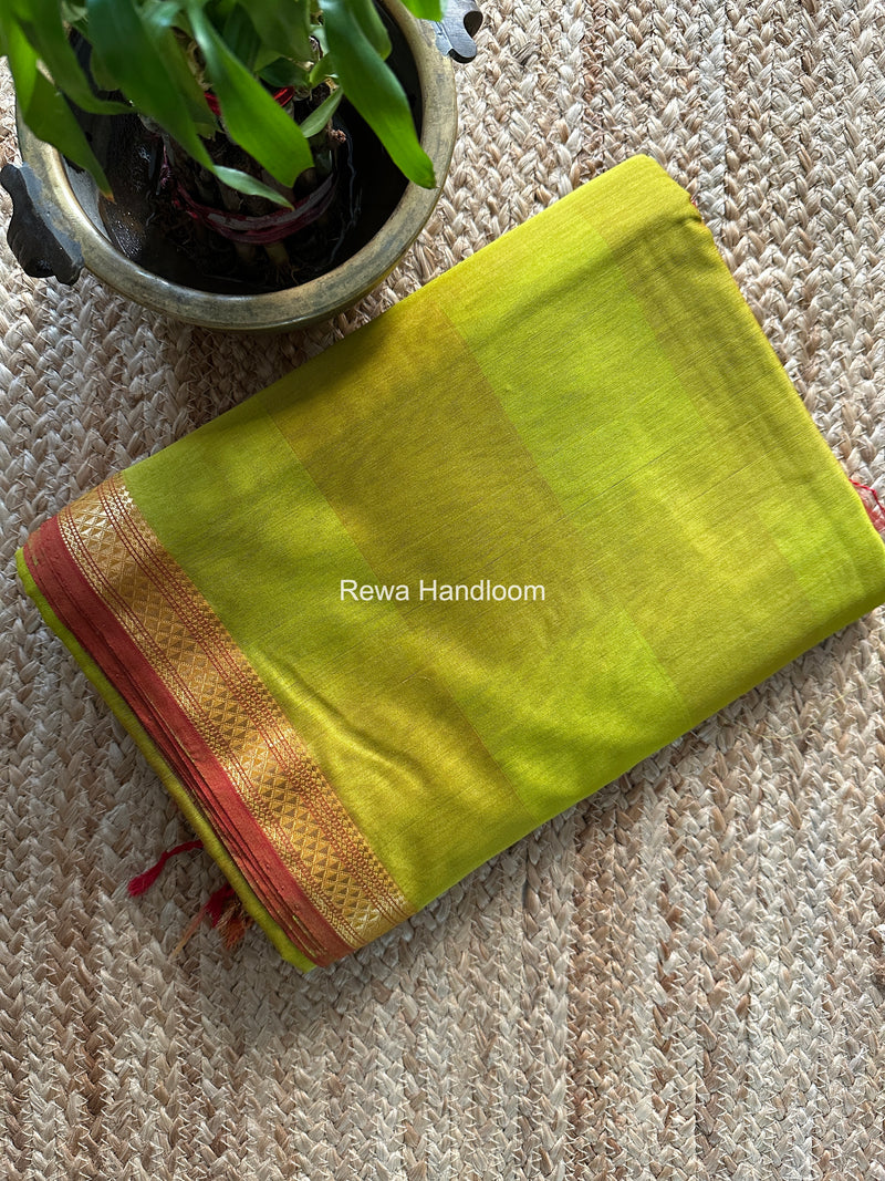 Maheshwari Lemon Yellow Shaded Plain Saree ZSP03