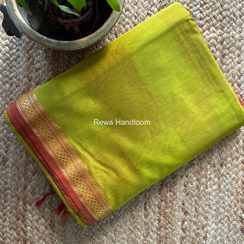 Maheshwari Lemon Yellow Shaded Plain Saree ZSP03