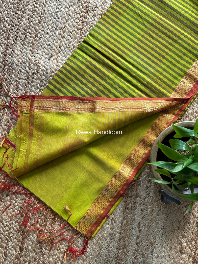 Maheshwari Lemon Yellow Shaded Plain Saree ZSP03