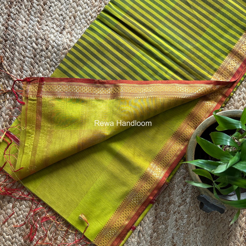 Maheshwari Lemon Yellow Shaded Plain Saree ZSP03