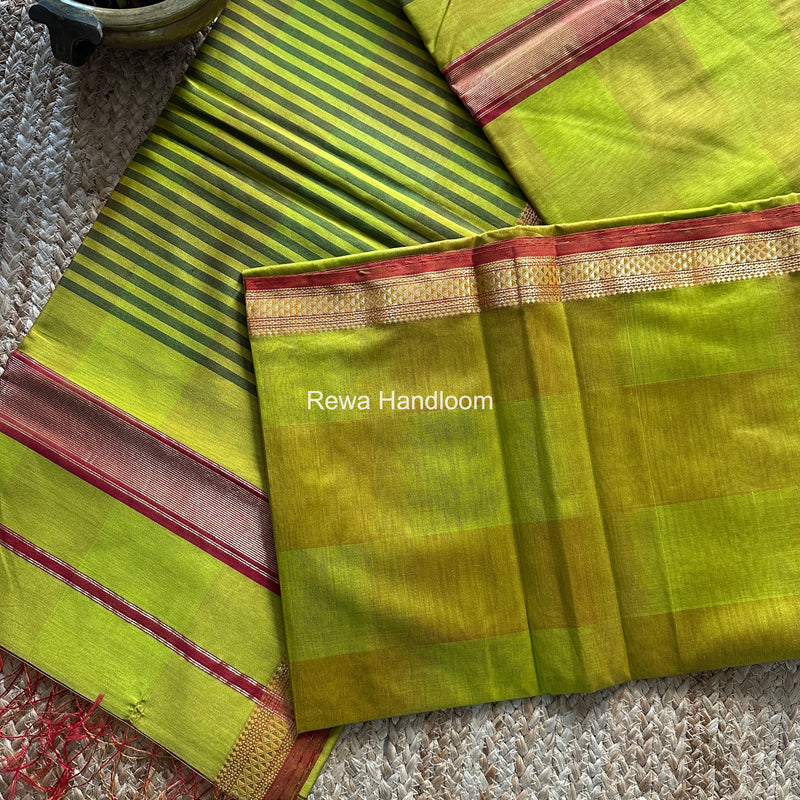 Maheshwari Lemon Yellow Shaded Plain Saree ZSP03
