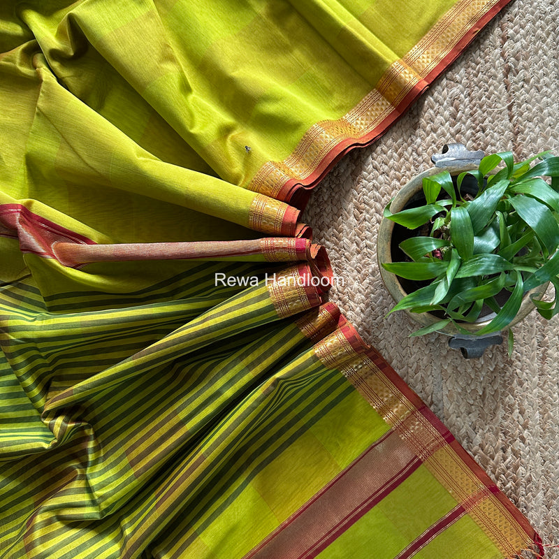 Maheshwari Lemon Yellow Shaded Plain Saree ZSP03