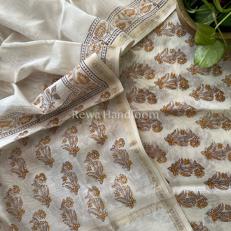 Maheshwari Handblock Print Top-Dupatta