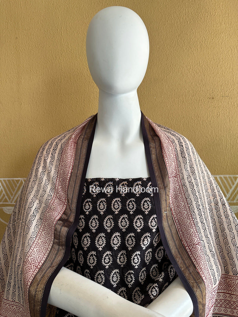 Maheshwari Black Bagh Print Suit BSP0195